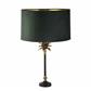 Palm Table Lamp - Antique Brass & Black, Green Velvet Shade