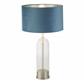 Oxford Table Lamp - Glass, Satin Nickel & Teal Velvet Shade