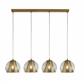 Conio 4Lt Ceiling Pendant - Satin Brass Metal & Glass