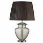 Elina Table Lamp - Amber Glass, Chrome, Brown Pleated Shade
