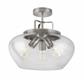 Boule 3Lt Semi Flush Ceiling Light - Silver & Clear Glass