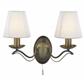 Andretti 2Lt Wall Light-Antique Brass & Ivory String Fabric
