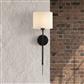 Munich Adjustable Wall Light - Matt Black, Linen Shade