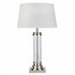 Pedestal Table Lamp - Satin Silver, Glass & Cream Shade