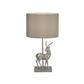Deer Table Lamp - Silver Resin & Grey Fabric Shade