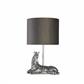 x Zebra Table Lamp - Silver Resin & Grey Fabric Shade