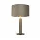 London Table Lamp- Knurled Satin Silver & Taupe Velvet Shade