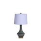 Lux & Belle 1LT Table Lamp-Blue Ceramic & White Linen Shade