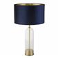 Oxford Table Lamp - Glass, Brass, Navy Velvet Shade