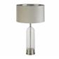 Oxford Table Lamp - Glass, Satin Nickel, Grey Velvet Shade