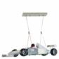 Novelty Racing Car Ceiling Pendant - Silver & Frosted Glass