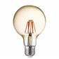 Dimmable LED Filament Globe Lamp (95mm) Amber Glass, E27 6W